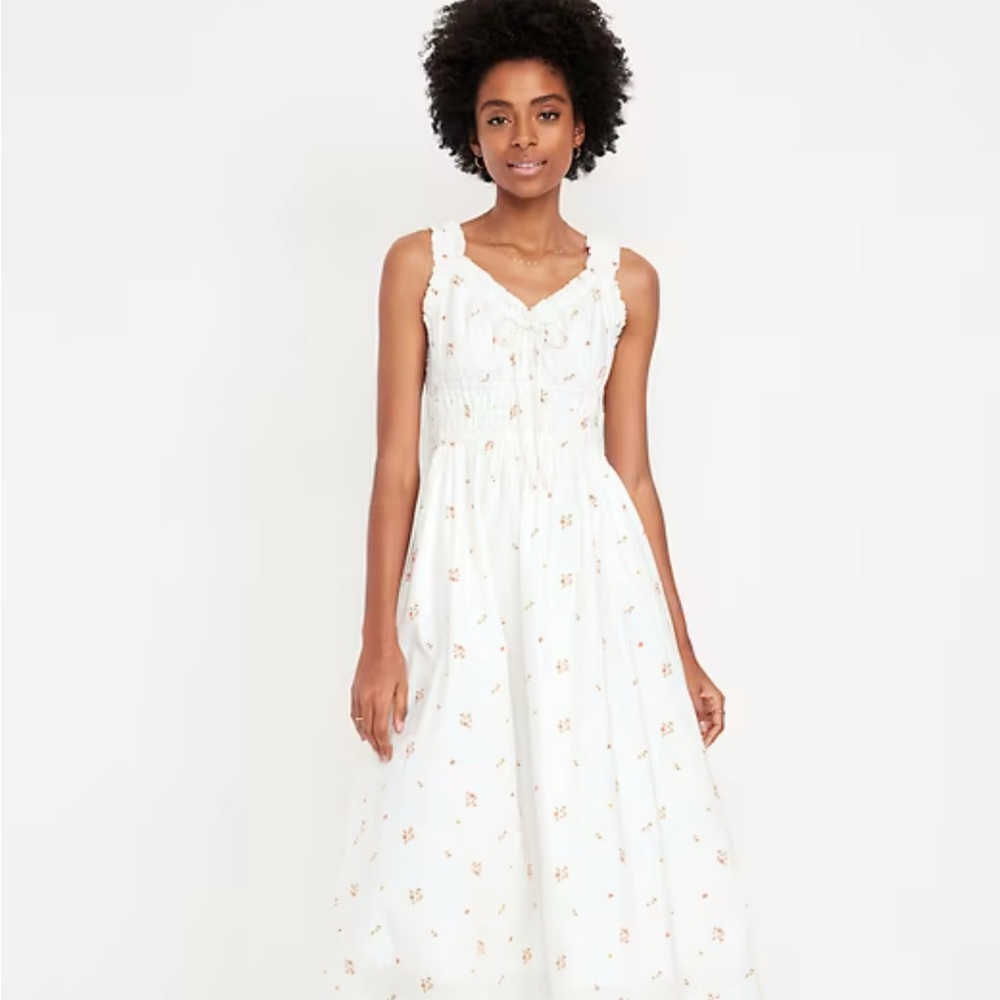 Old Navy White Floral Midi Dress